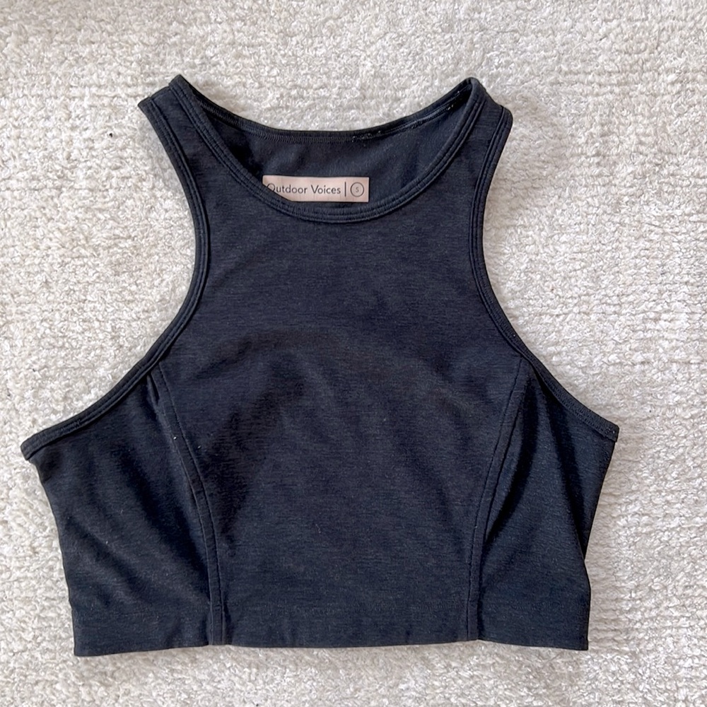 Grey Outdoor Voices Athena Crop Top Sports Bra